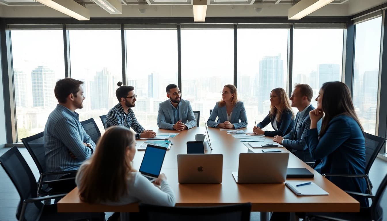 Engage with Quickplus Business Consultants collaborating in a vibrant office environment.