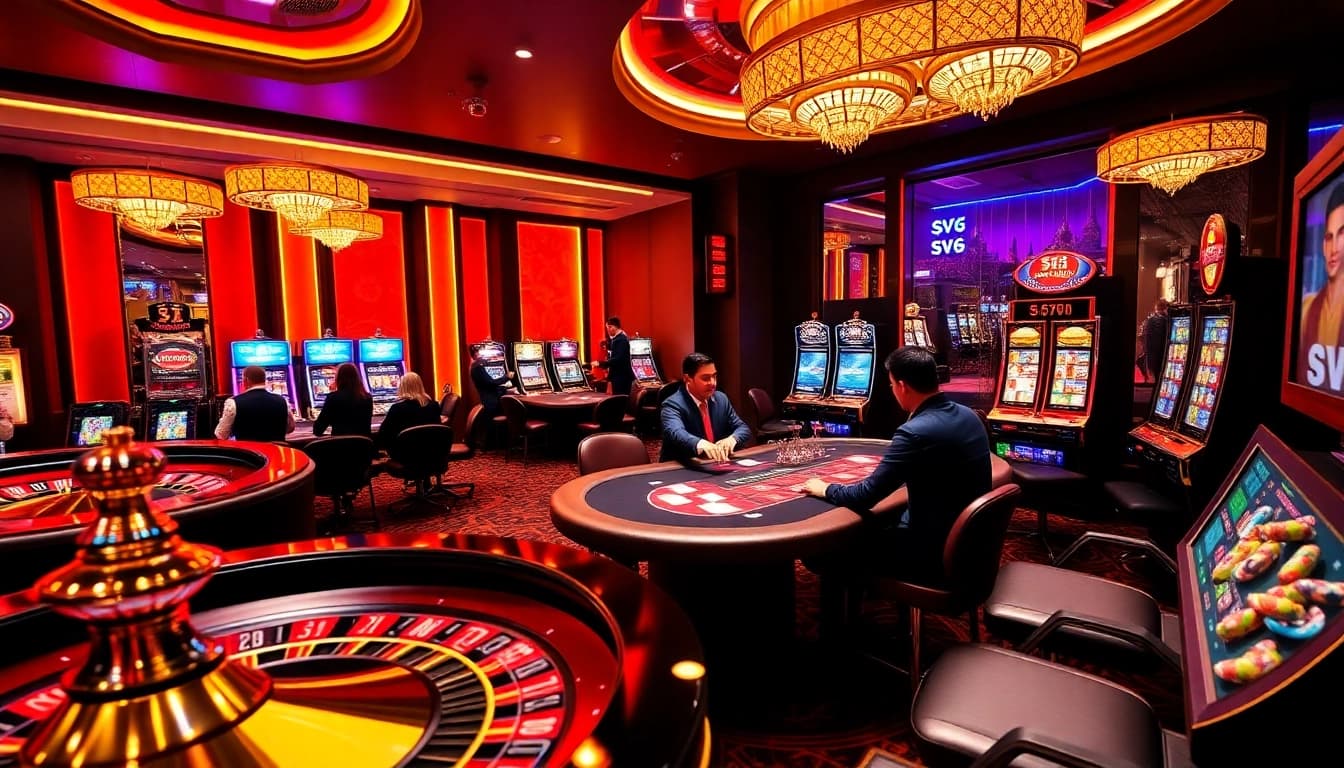 Experience the excitement of SV66 at a casino with vibrant tables and high-stakes games.