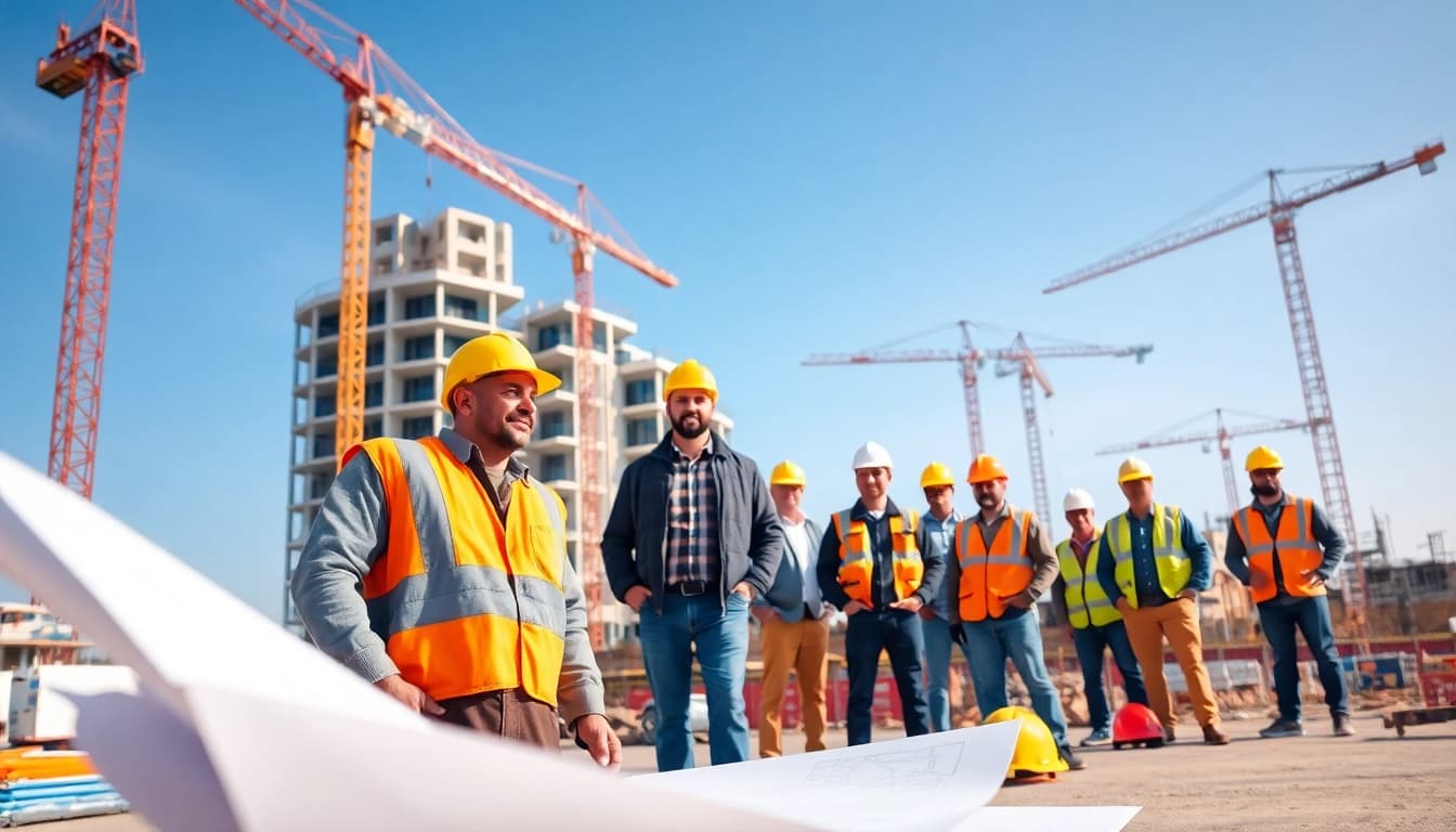 New Jersey Commercial General Contractor managing a construction site with team collaboration.