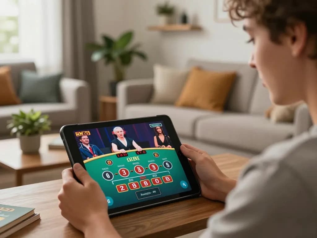 Experience GG88 live dealer gaming on a tablet in a cozy home setting