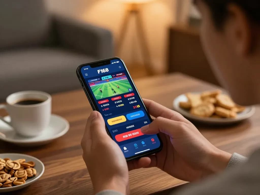 Engaging gaming experience with F168 app on smartphone showcasing live betting strategies.