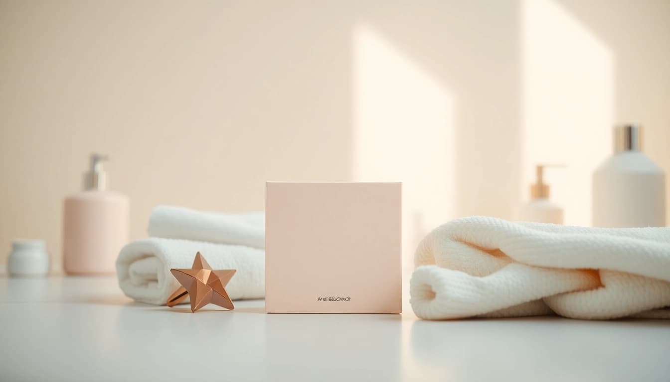 Anal bleaching kit displayed in a serene setting, emphasizing elegant design and personal care.