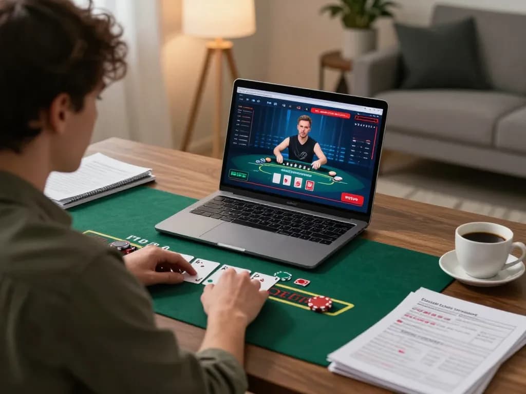 RR88 online gaming experience showcasing live dealer blackjack at home with focused player engagement