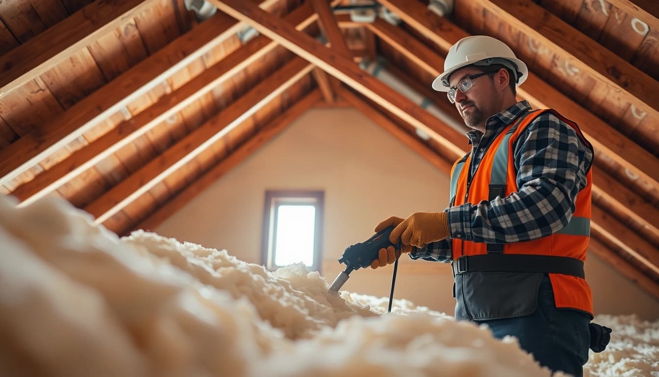 Efficient spray foam insulation removal process by a professional in an attic environment.