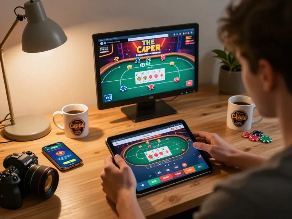 Engaging with the TG88 app for online casino gaming at home.