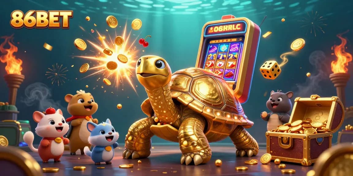 Engage with the dynamic world of 86BET, as a golden tortoise offers a unique casino experience of excitement and jackpots.