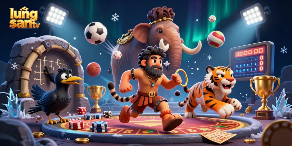 Engage with lương sơn tv in a vibrant prehistoric casino scene featuring dynamic gambling elements.