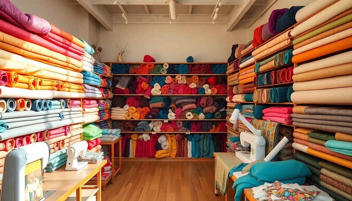 Snel stoffen kopen bij een stoffen winkel online met kleurrijke stoffen en uitnodigende sfeer.