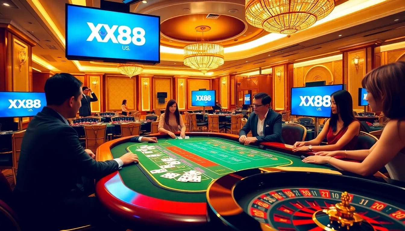 Experience thrilling baccarat gameplay at XX88 US with vibrant casino elements.