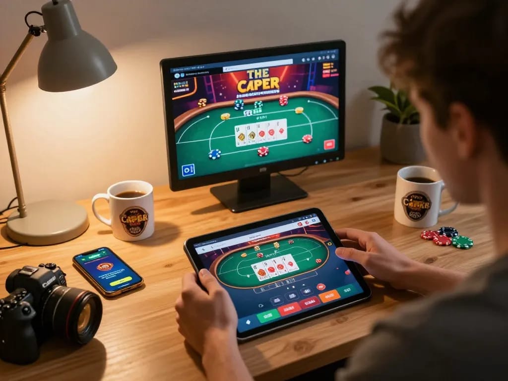 Engaging with the TG88 app for online casino gaming at home.