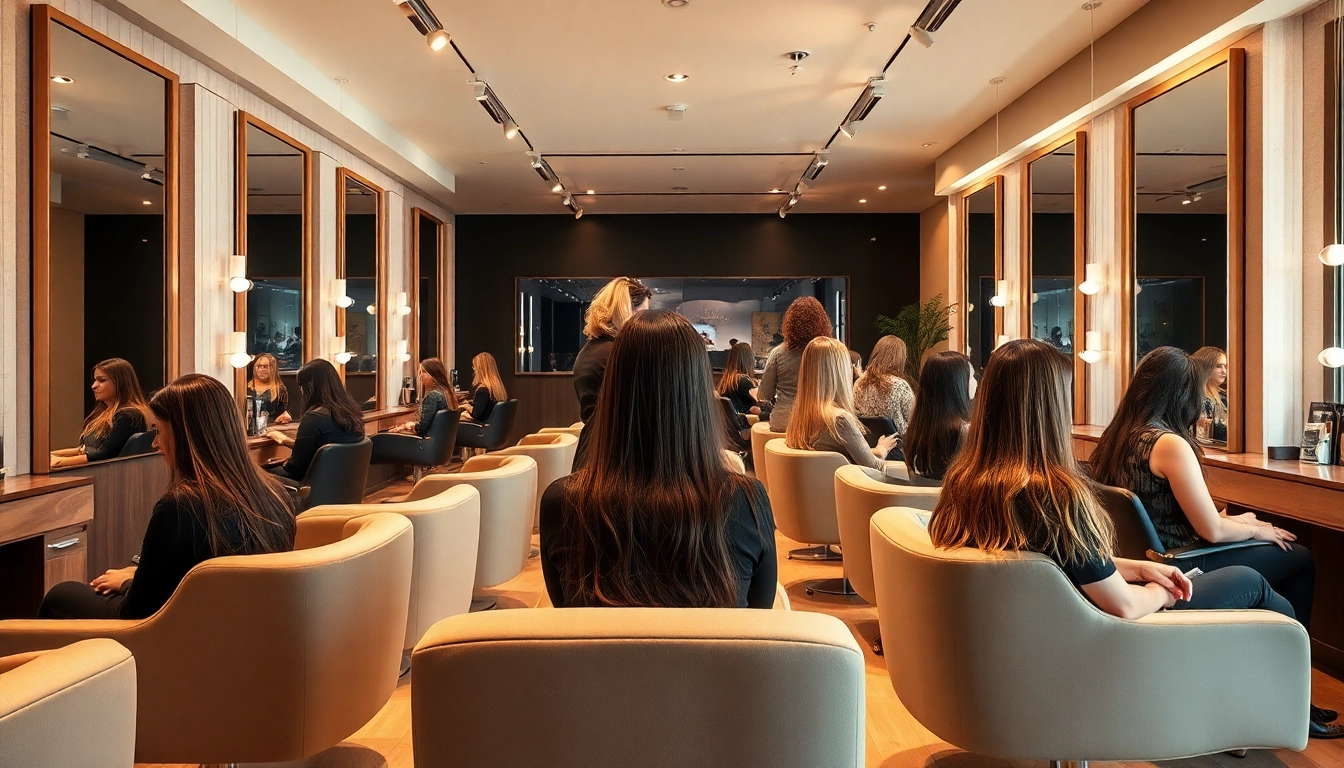 clients at a hair salon san diego receiving vibrant hair services in a modern setting
