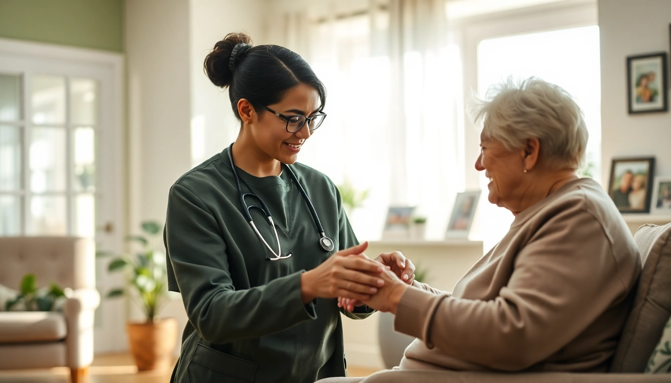 Home healthcare services provided by a compassionate caregiver to an elderly patient.