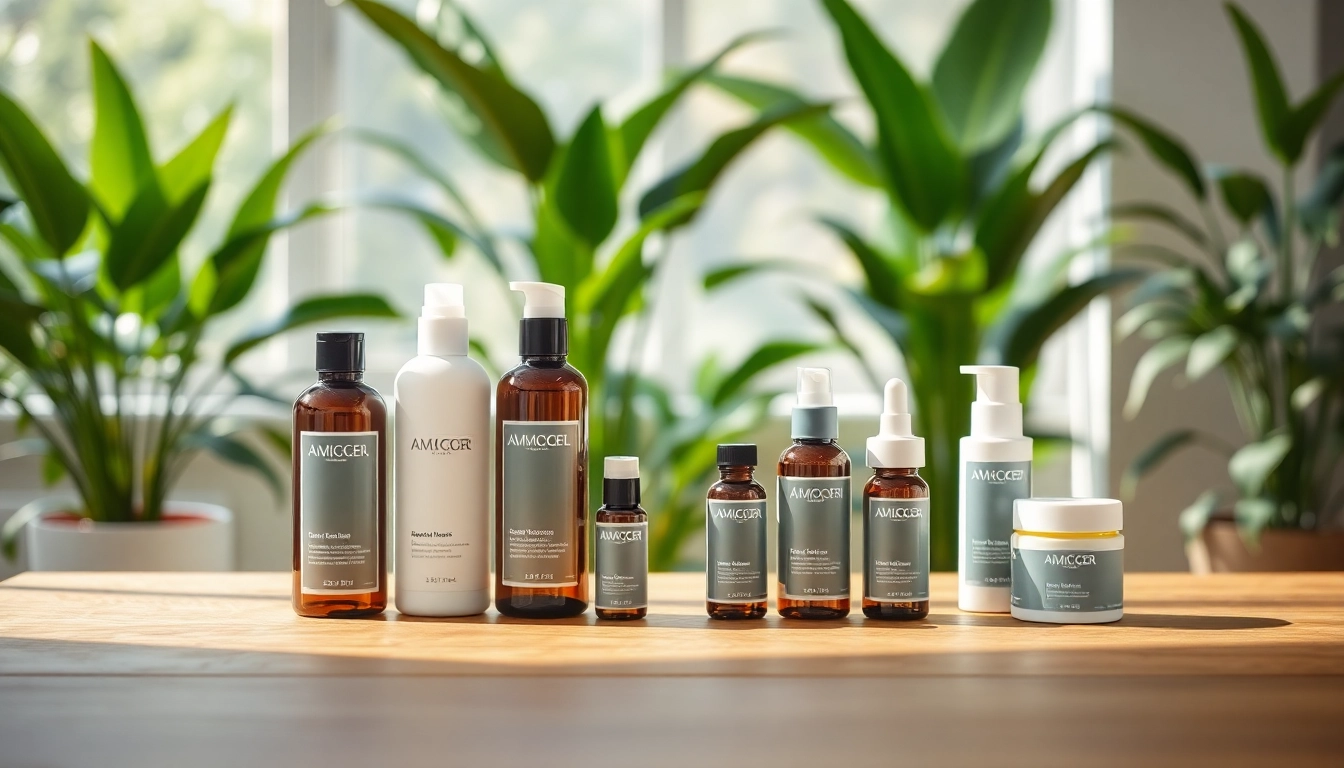 Showcase of AMC Essentials wellness products in a bright, vibrant setting.