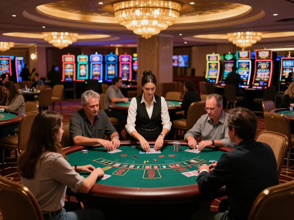 C168 players strategizing at a blackjack table in a luxurious casino setting.