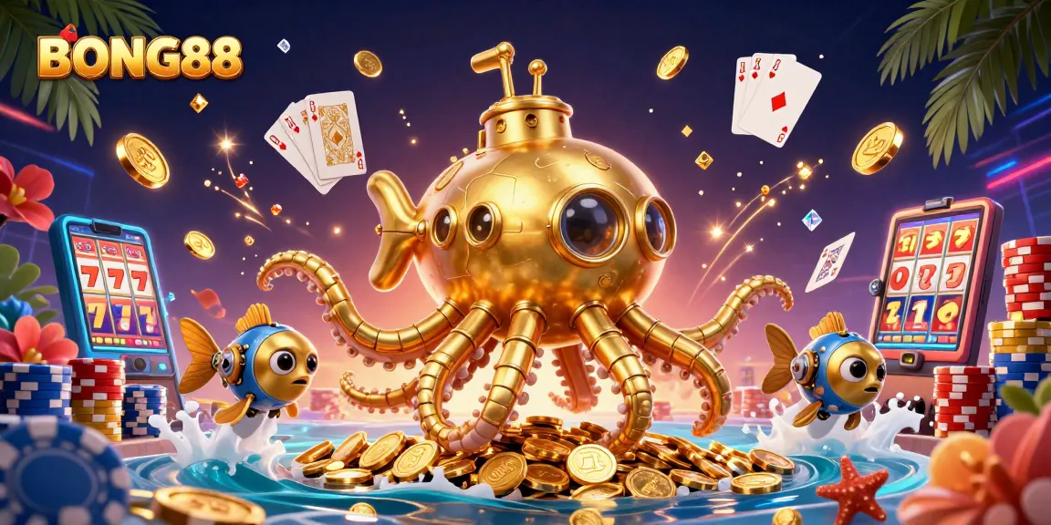 BONG88 immerses players in a vibrant underwater casino adventure with golden treasures.