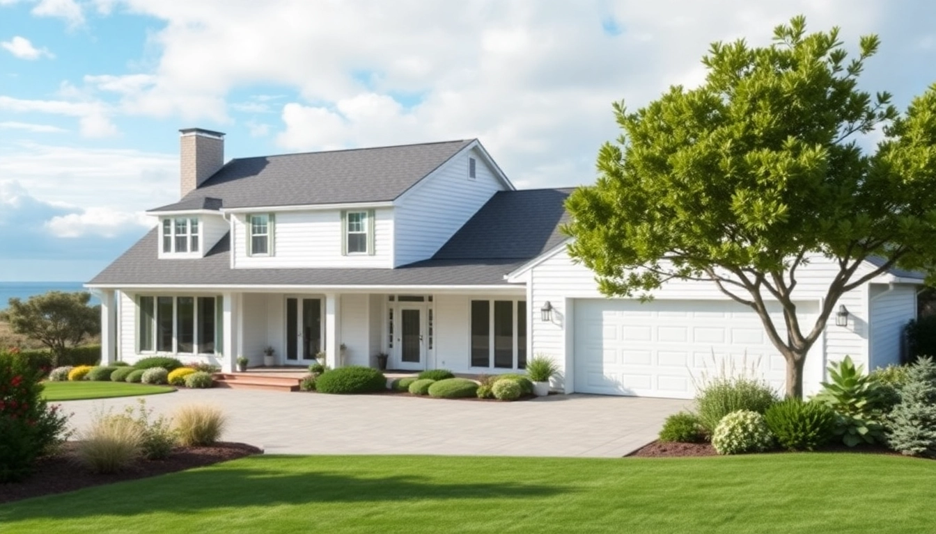Showcase of cape cod homes with modern features, including an attached garage and coastal scenery.