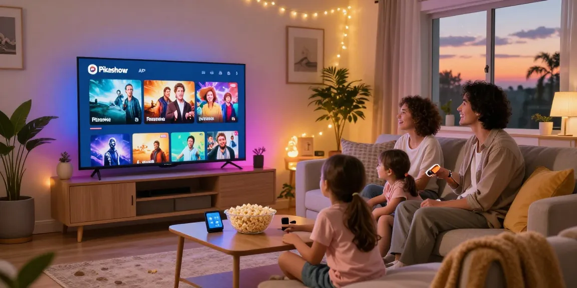 Family enjoying seamless streaming on Pikashow in cozy living room.