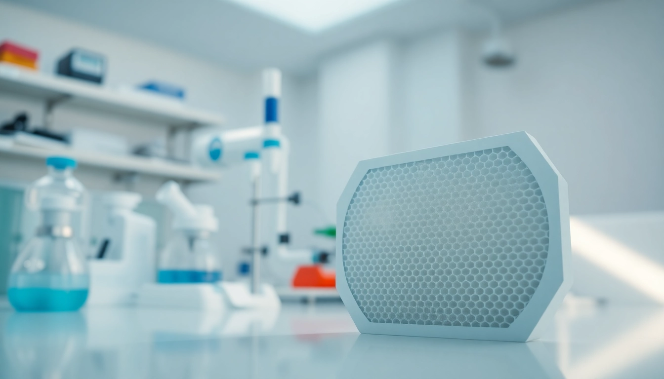 HEPA filter showcasing advanced air purification technology in a clean laboratory.