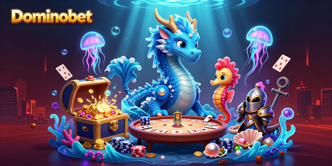 Experience thrilling poker action with Dominobet's immersive underwater scene featuring a dragon.