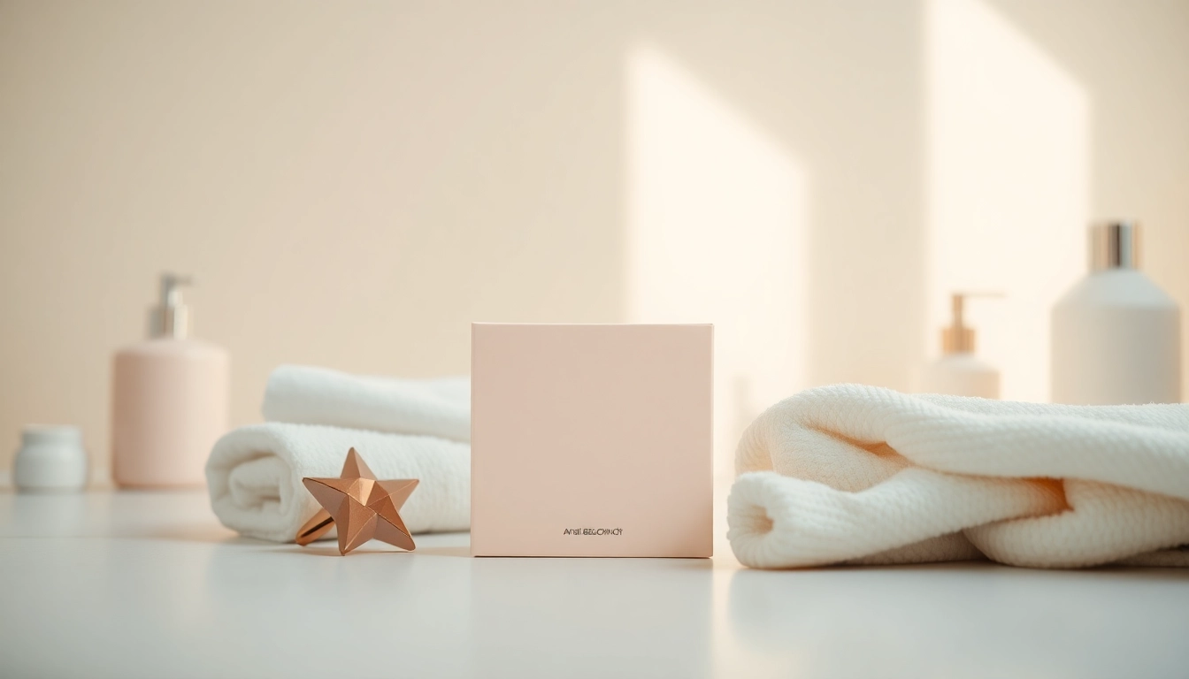 Anal bleaching kit displayed in a serene setting, emphasizing elegant design and personal care.