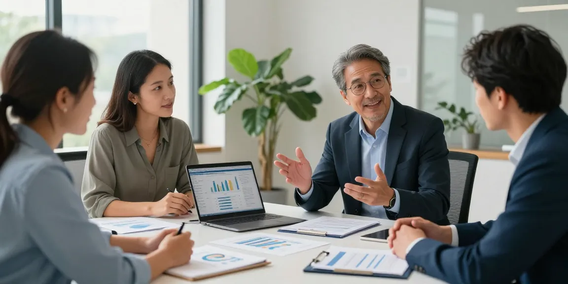 Engaging consultation with a financial advisor near me, guiding clients through financial strategies in a modern office.