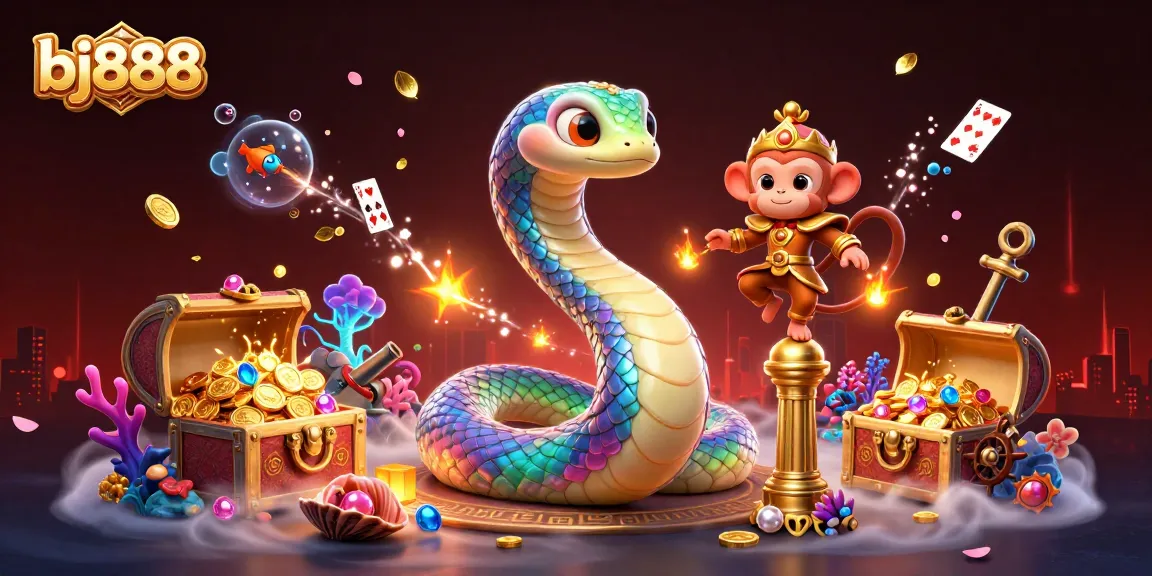 Experience exciting wins at bj888 with this vibrant 3D digital casino scene full of treasures.