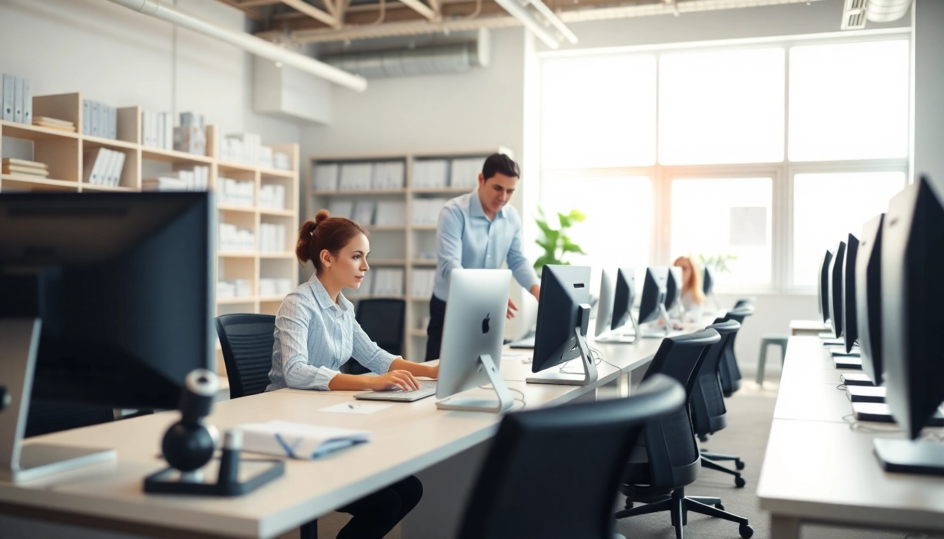 Assisting clients at a Typing Center with professional staff and modern equipment.