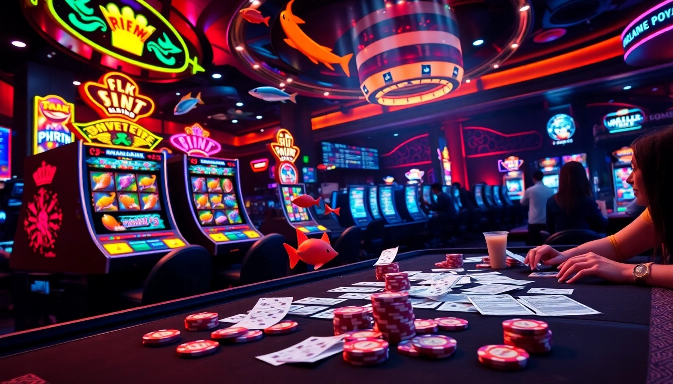 Engage in thrilling bắn cá đổi thưởng gameplay with vibrant 3D visuals and lively casino atmosphere.