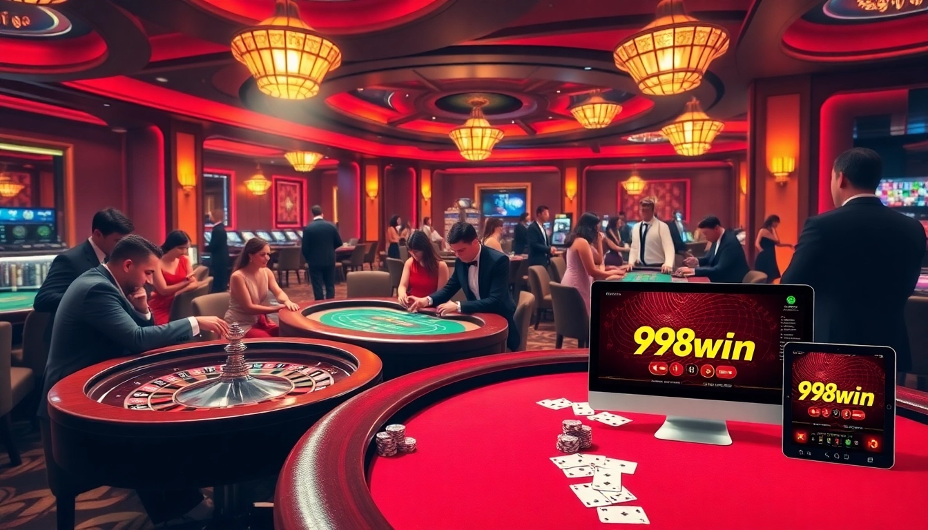 Experience high-stakes gaming at 98win com's elegant casino tables with vibrant action.