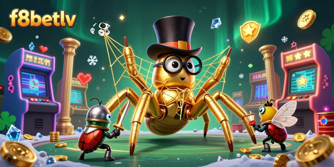 Experience thrilling gaming at f8betlv with a whimsical illustration of characters in a vibrant casino scene.
