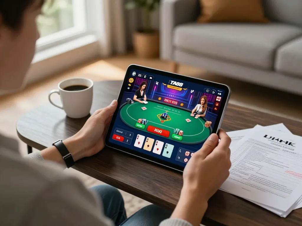 Engaging in the excitement of online gaming with Link TA88 chính thức in a cozy home setup.