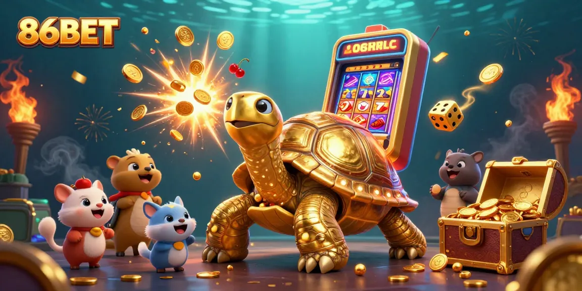 Engage with the dynamic world of 86BET, as a golden tortoise offers a unique casino experience of excitement and jackpots.