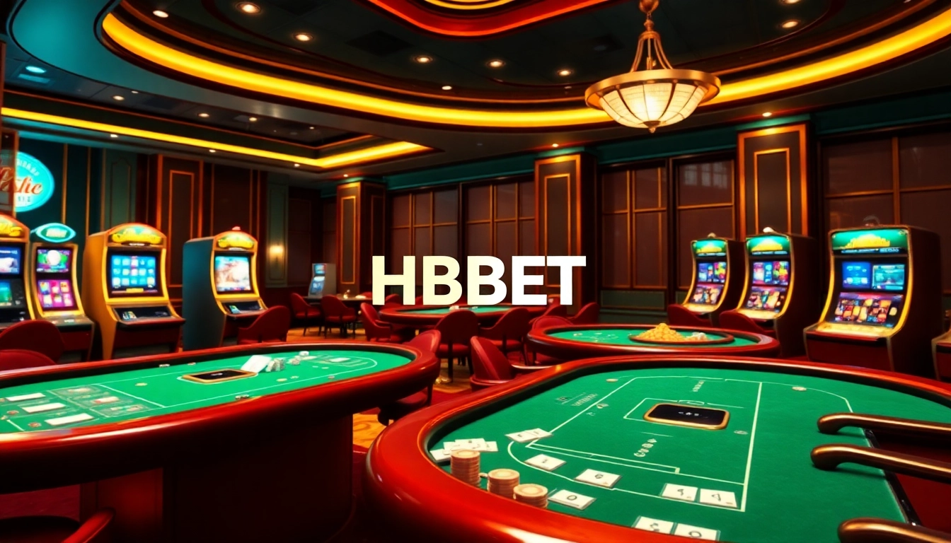 NHÀ CÁI HBBET offers an exciting casino experience with vibrant tables and slot machines.