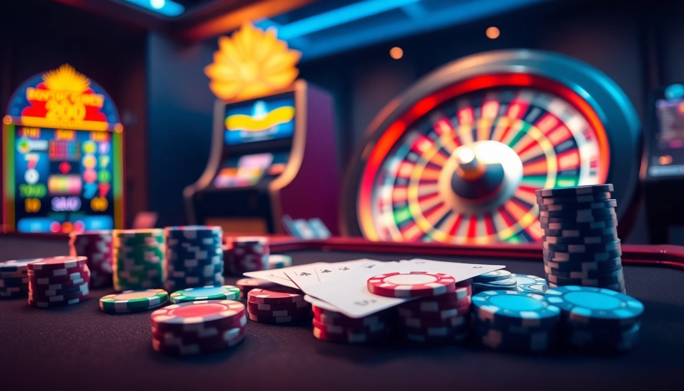 Experience thrilling gaming action at https://uu88c.casino/ with vibrant casino tables and colorful slot machines.